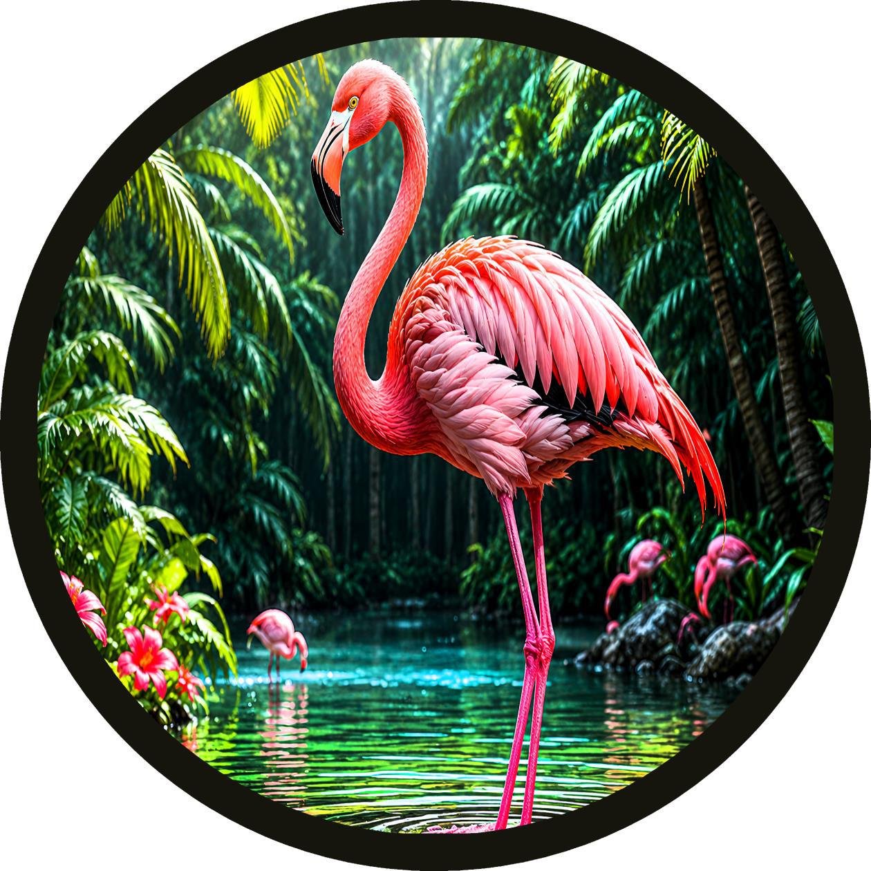 Round Table cover  design Flamingo image 1