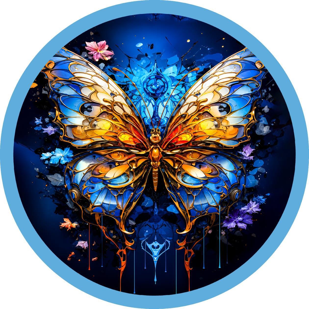 Round Table cover  design butterfly image 1