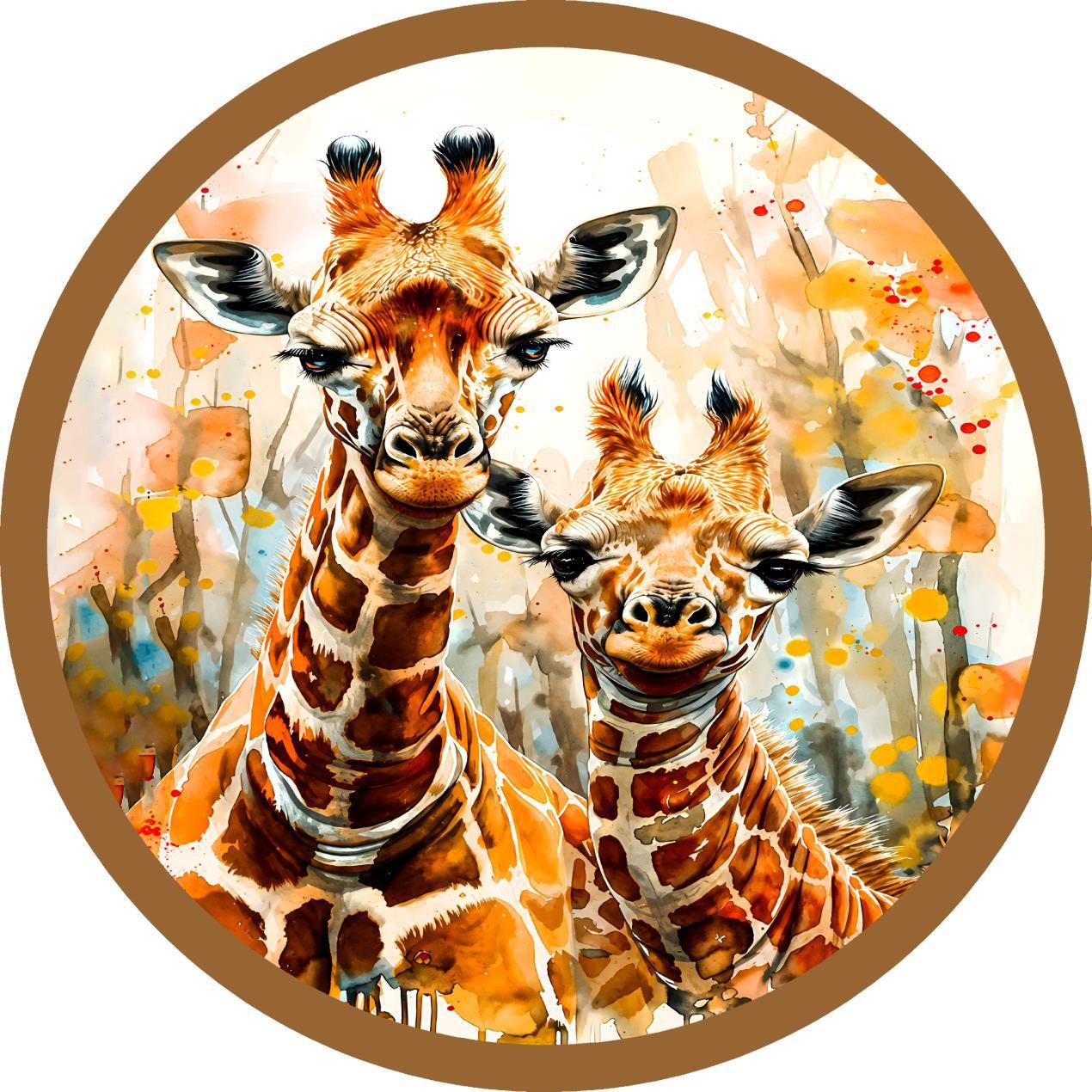 Round Table cover  design giraffe image 1