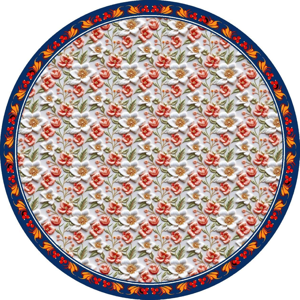 Round Table cover  design small rose flowers image 1
