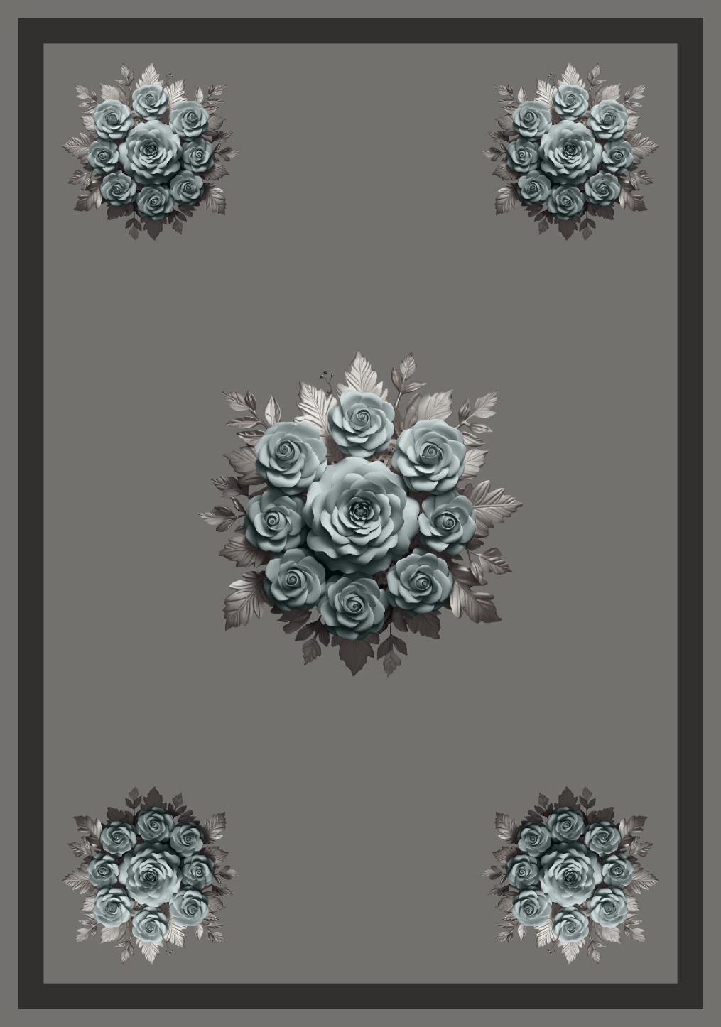 Table cover design gray color rose image 1