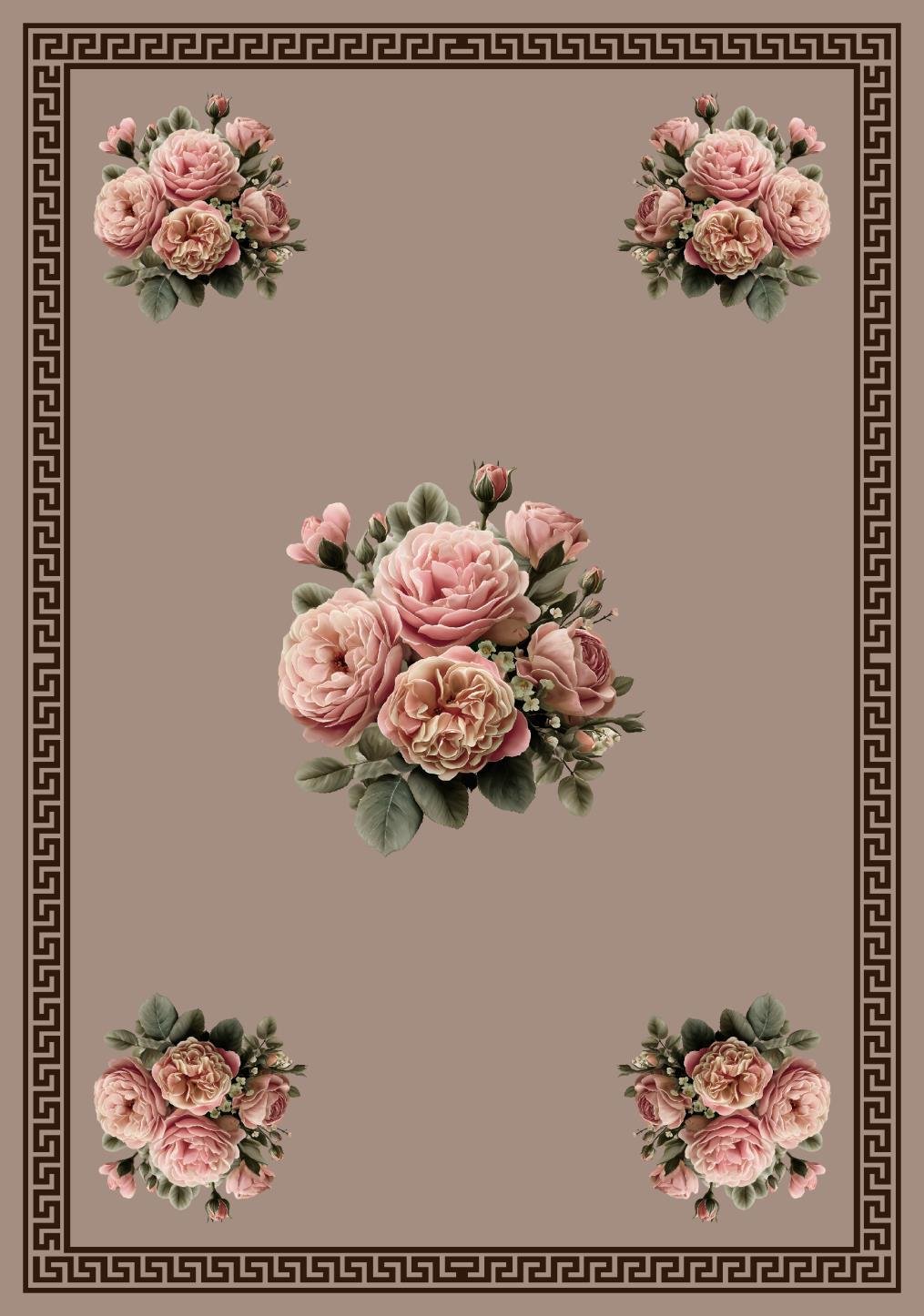 Table cover design pink rose at center image 1