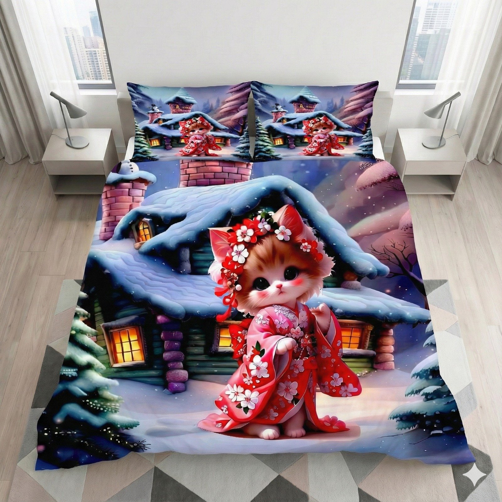 7D Bedsheet cat design image 1