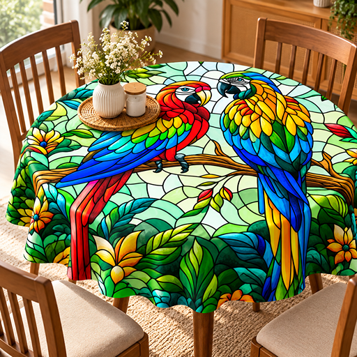 Round Table cover  design parrot image 2