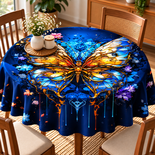 Round Table cover  design butterfly image 3