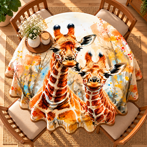Round Table cover  design giraffe image 3