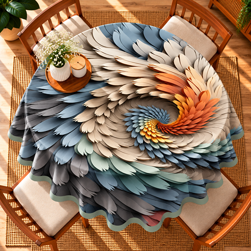 Round Table cover 7D design spiral relief image 3