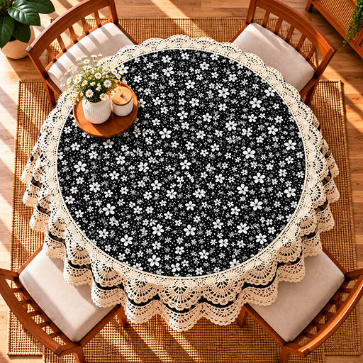 Round Table cover  design hand block print motif image 3