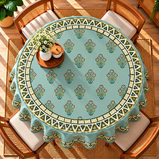 Round Table cover  design small flowers waterproof image 3