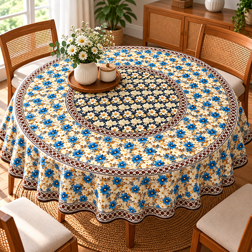 Round Table cover  design small flowers image 3