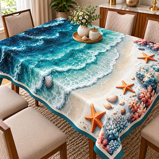 Table cover design beach view image 2