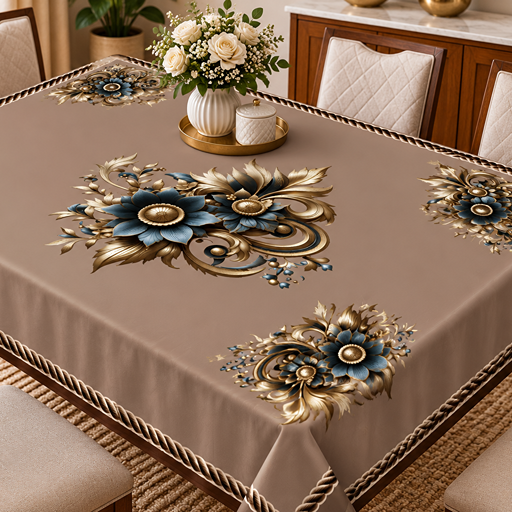 Table cover design hibiscus flowers gray color image 2