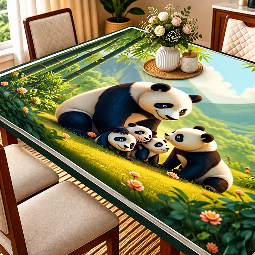 7D table cover design panda family image 2