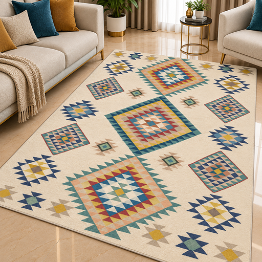 7D carpet - traditional cross-stitch ethnic tribal geometric pattern - 2 image 2