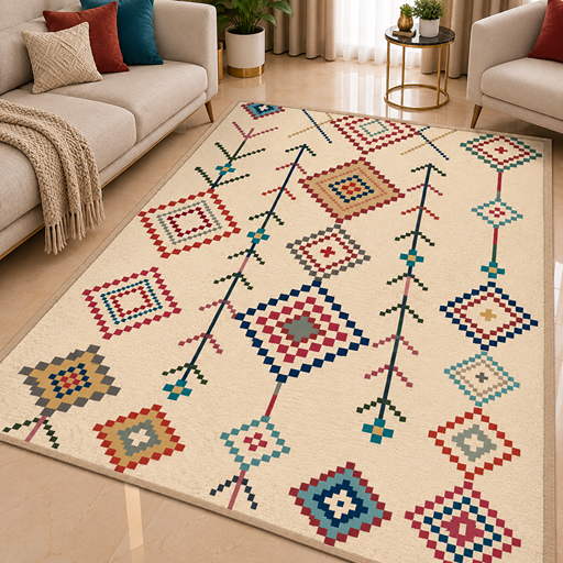 7D carpet - traditional cross-stitch ethnic tribal geometric pattern image 2