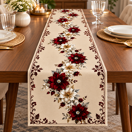 Runner mat design Poinsettia Floral image 2
