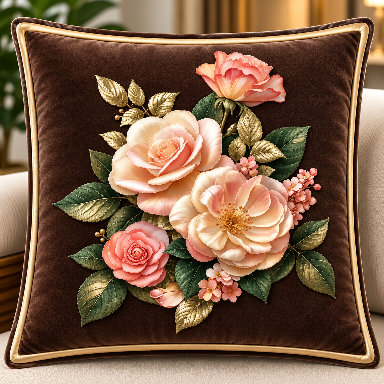 cusion cover design roses bouquet image 2