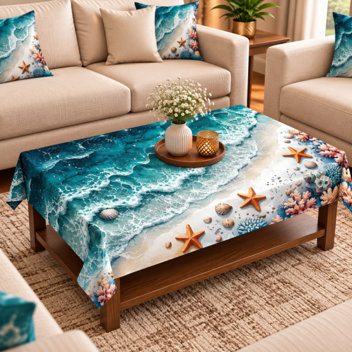 Table cover design beach view image 3