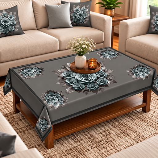 Table cover design gray color rose image 3