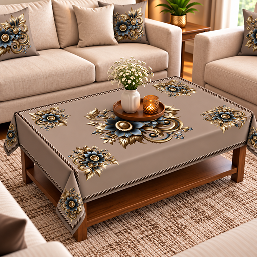 Table cover design hibiscus flowers gray color image 3