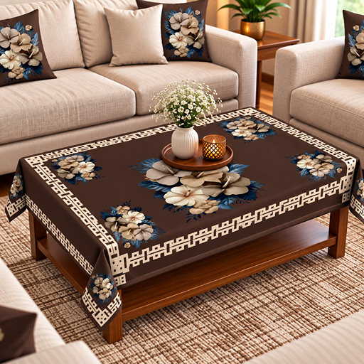 Table cover design hibiscus flowers at center image 3