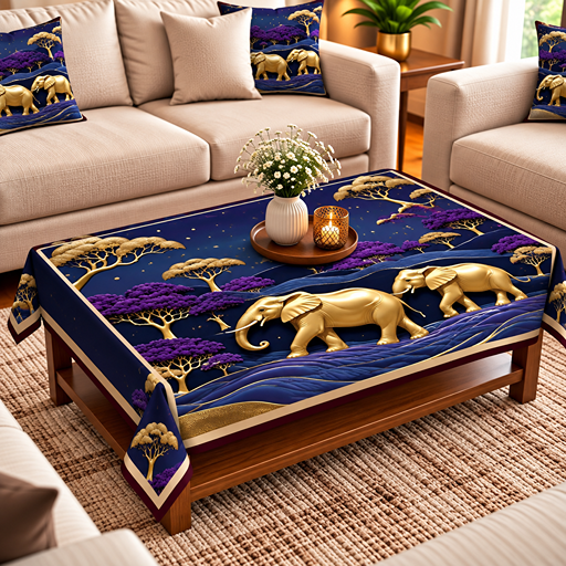 Table cover design 2 golden elephant image 3
