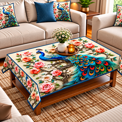 Table cover design single peacock image 3