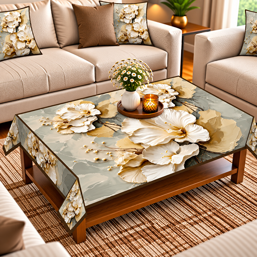 Table cover design hibiscus blossoms image 3