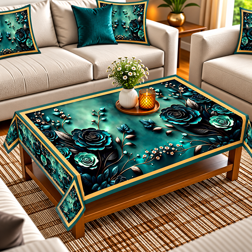 Table cover design two black roses image 3