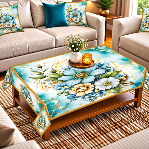 Table cover desgn center big flower image 3
