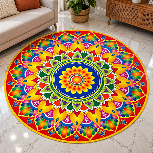 7D carpet design traditional Indian Rangoli design image 2
