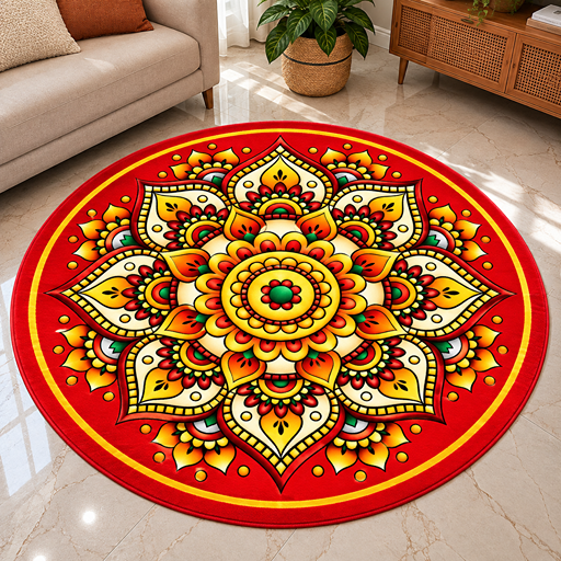 7D carpet design flower Rangoli pattern image 2