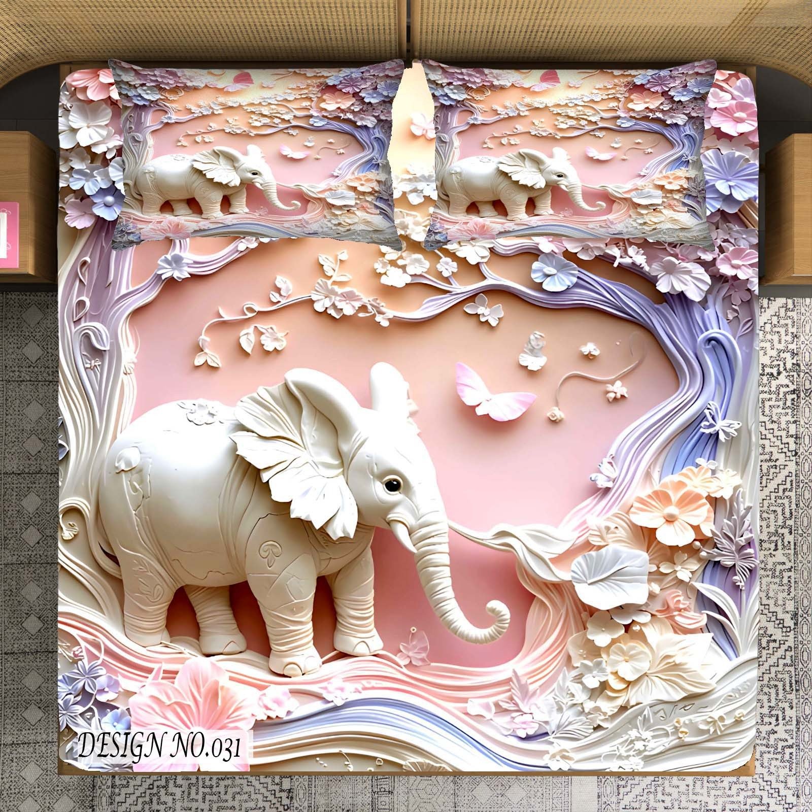 7D Bedsheet Elephant Design
