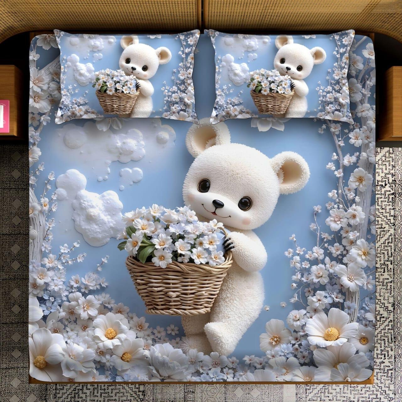 bedsheet design cute bear design