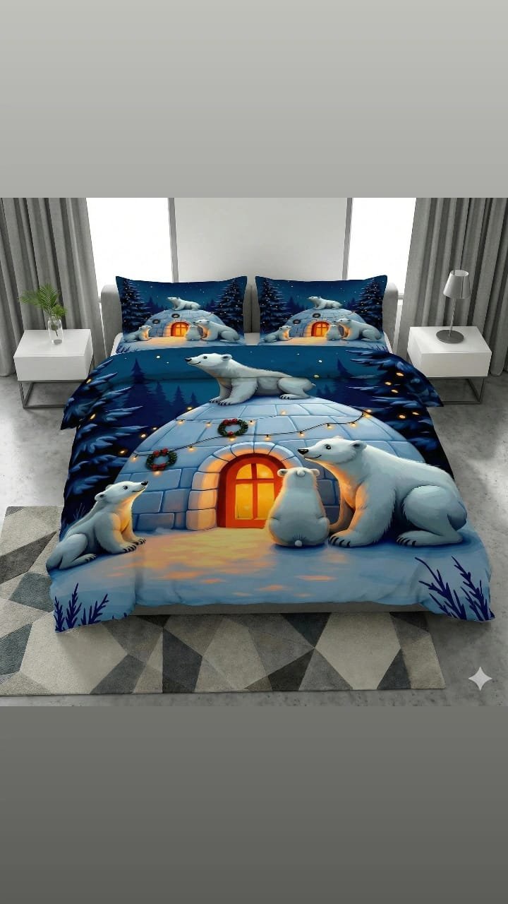 bedsheet design white bear