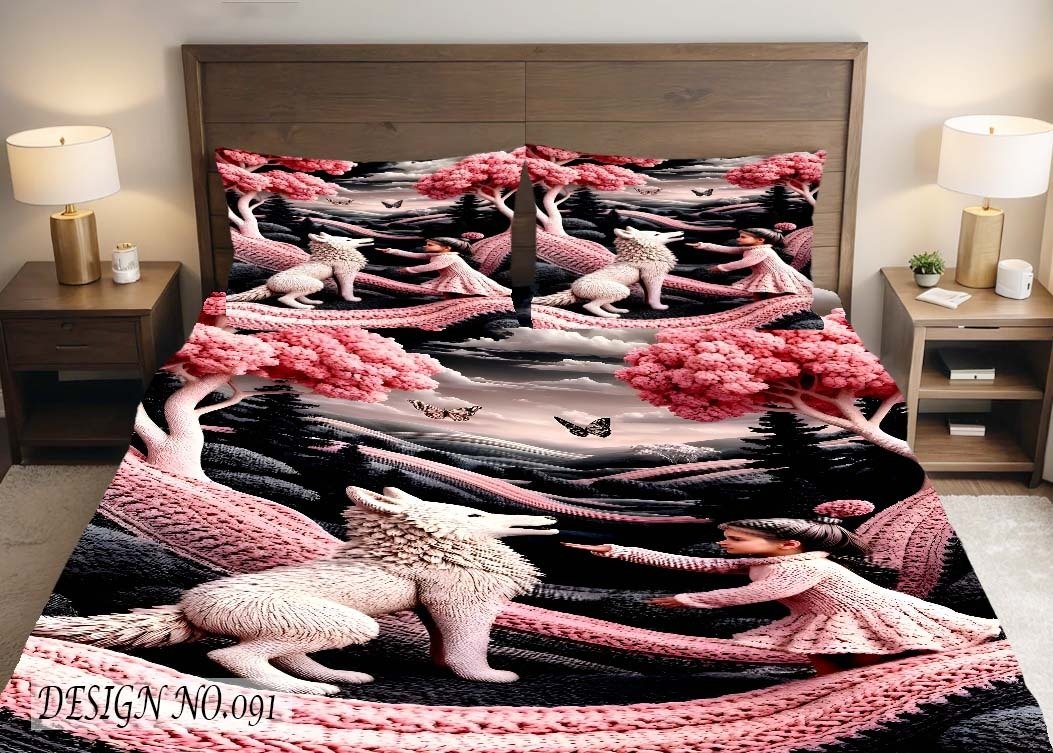 bedsheet design white fox