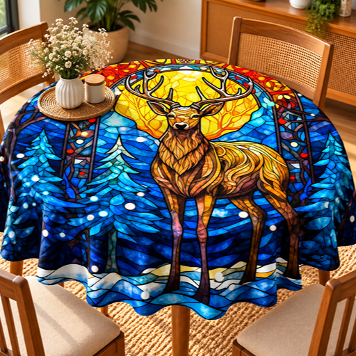 Round Table cover  design deer