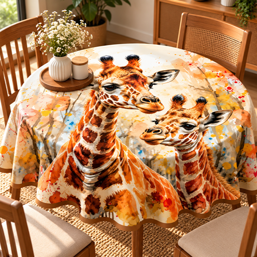 Round Table cover  design giraffe