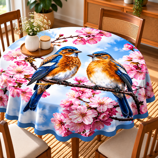 Round Table cover design  Eastern Bluebirds
