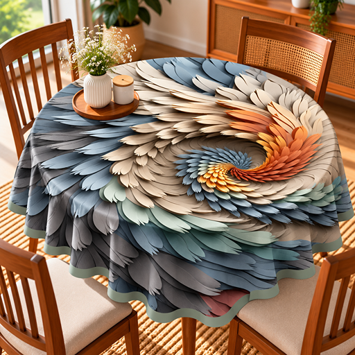 Round Table cover 7D design spiral relief