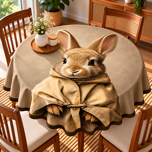 Round Table cover  design rabbit