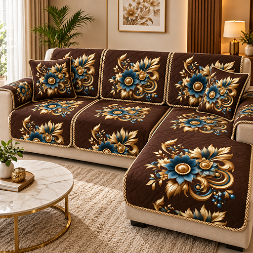 Sofa cover 3D Velvet Flower Bunch