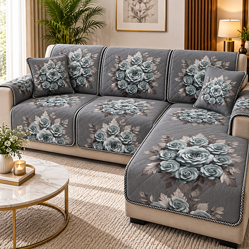Sofa cover Multi color Velvet Flower Bunch