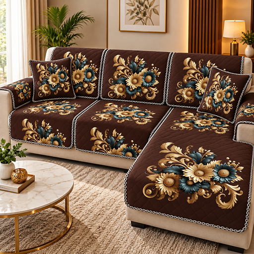 Sofa cover 3D Golden Flower Bunch
