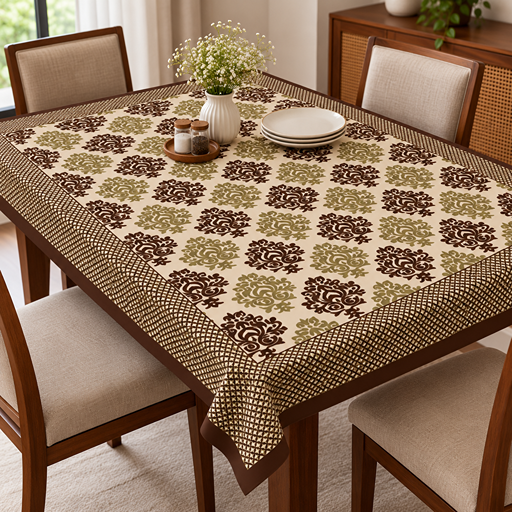 Table cover damask print pattern layout black color