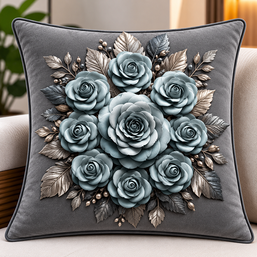 cusion cover design royal blue color rose