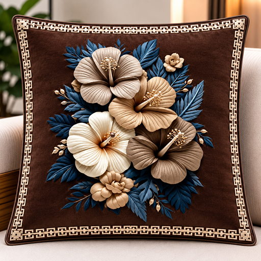Cusion cover design hibiscus flowers at center