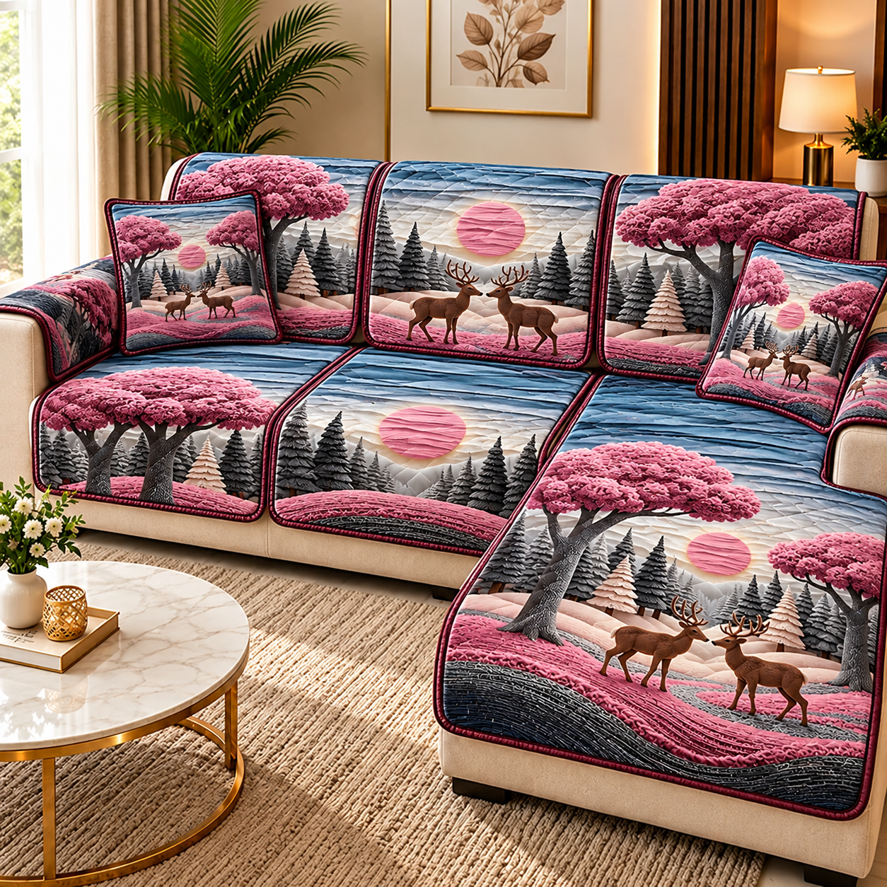 sofa cover design two deer