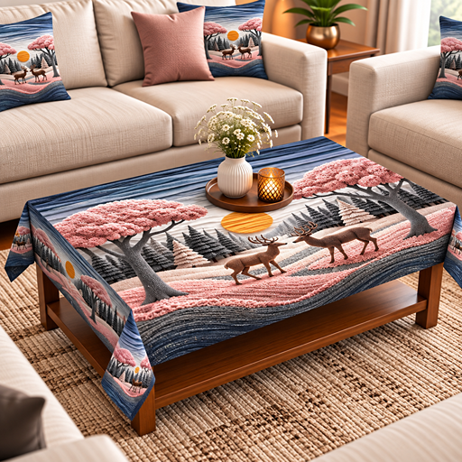Table cover design 2 deer