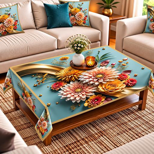 Table cover design garden flowers